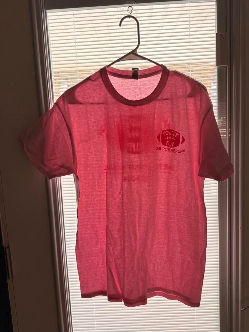 Gildan Pink Ringer T-Shirt with Dark Pink Collar
